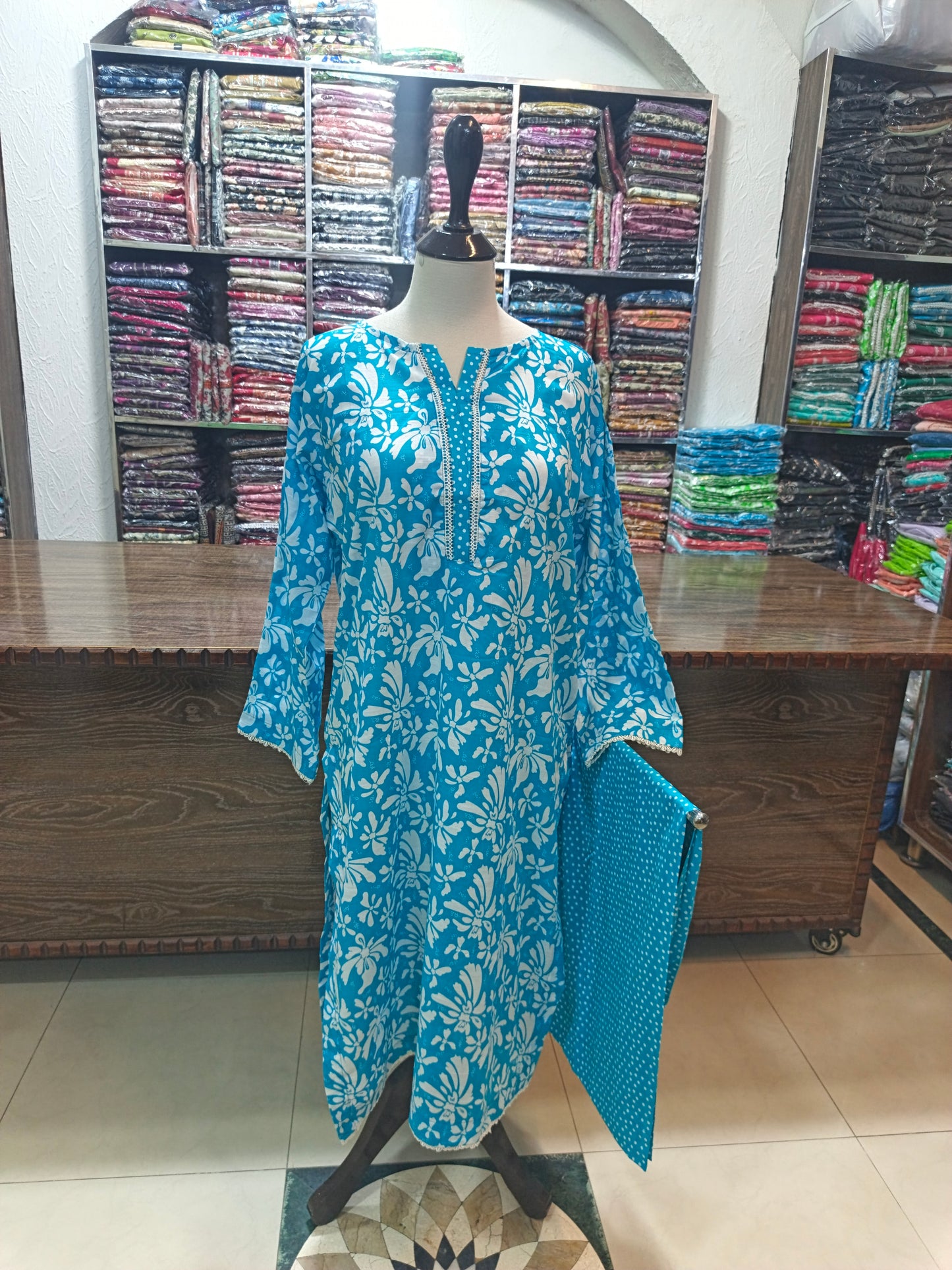 Binsaeed premium lawn stiched trouser shirt 2 pc