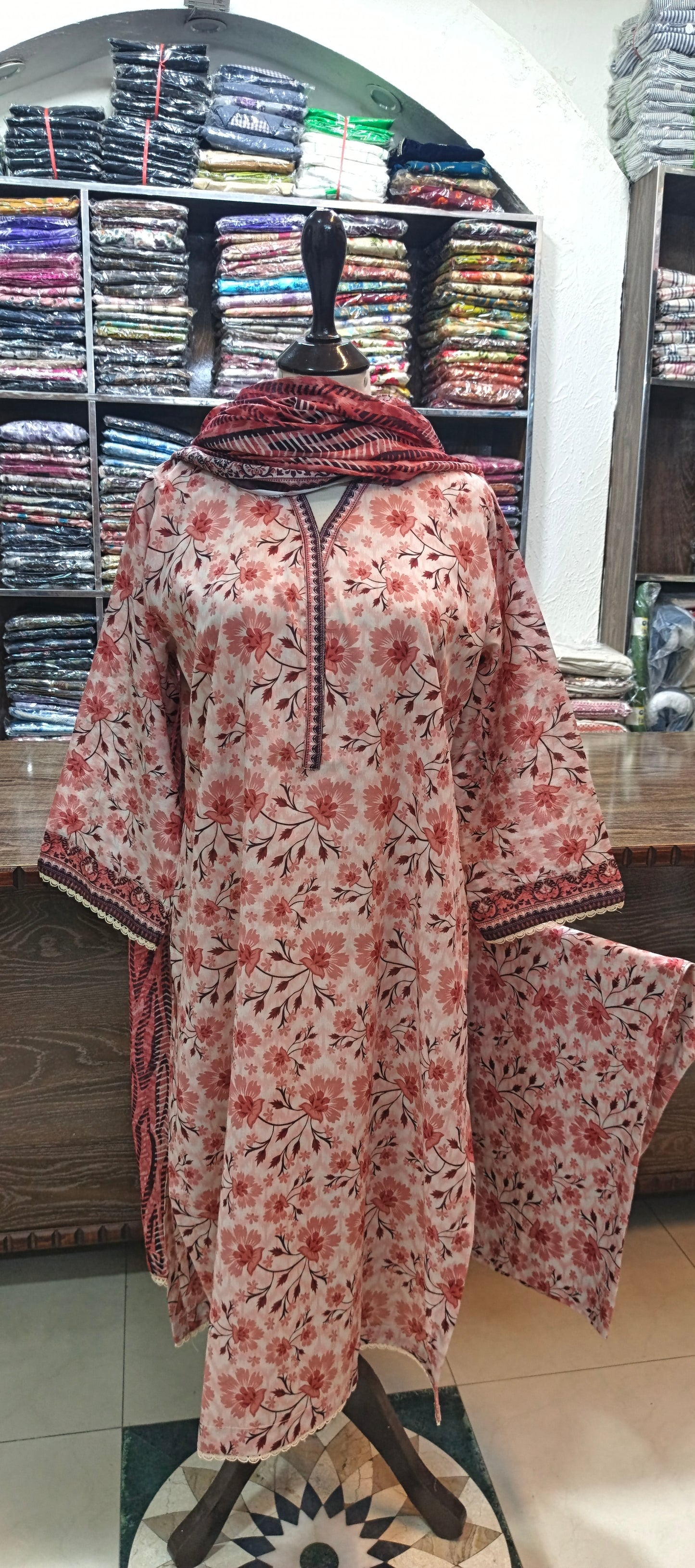 Bin saeed lawn long shirt trouser stiched 3 pc