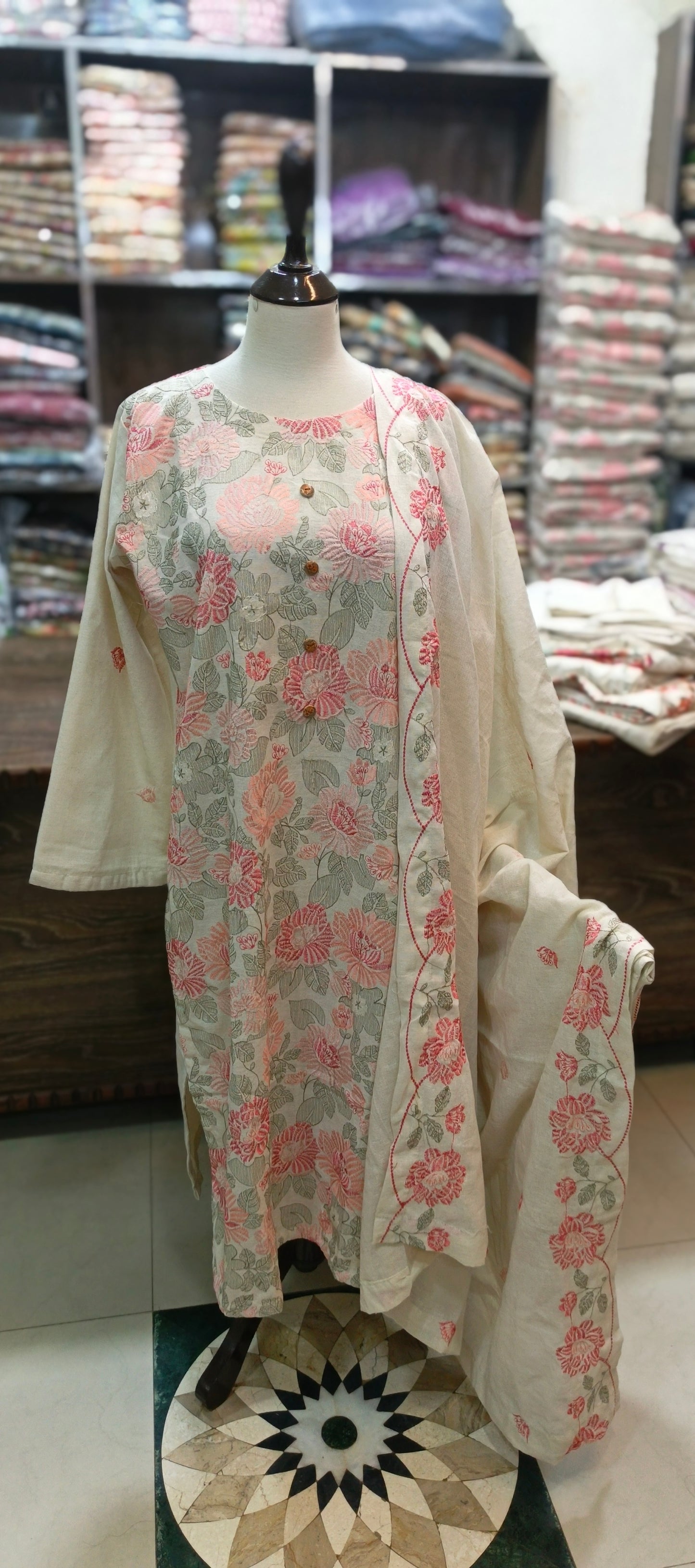 Karandi khaddar embroidered stiched 3 pc