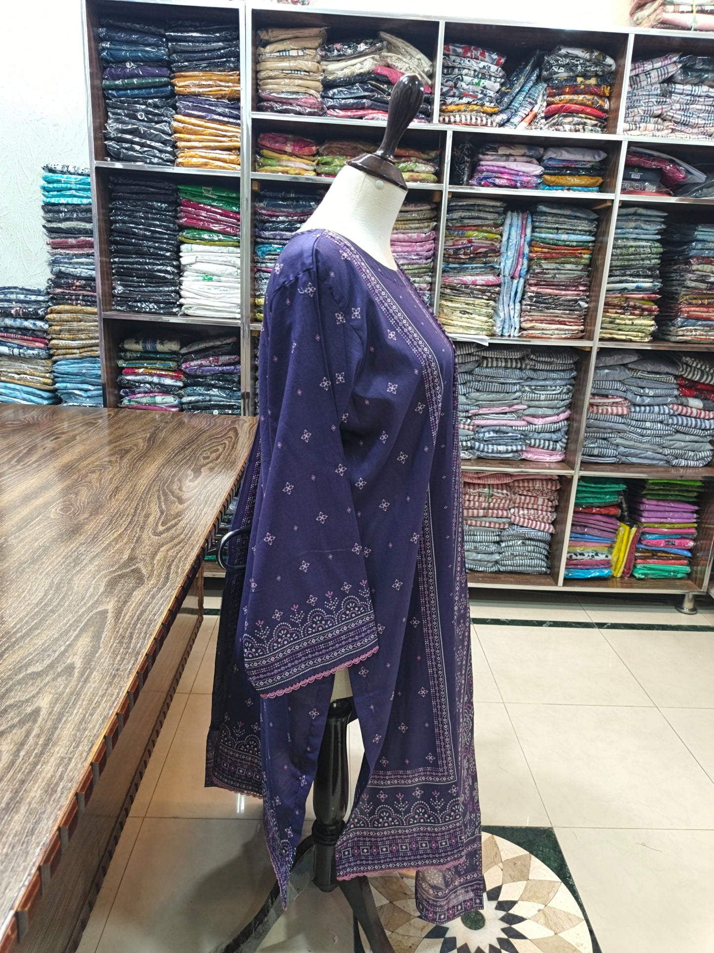 Binsaeed premium lawn stiched shalwar kameez 3pc volet