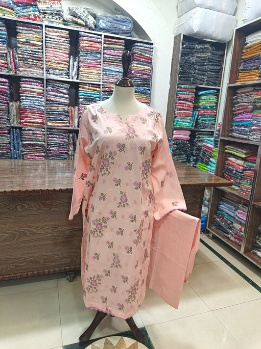 Breeze embroidered lawn stiched long shirt trouser 2pc cspch