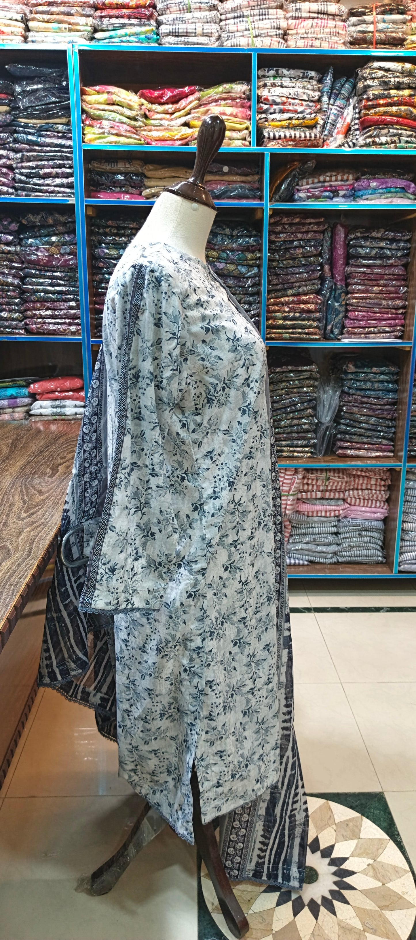 Binsaeed premium lawn stiched long shirt trouser 3 pc