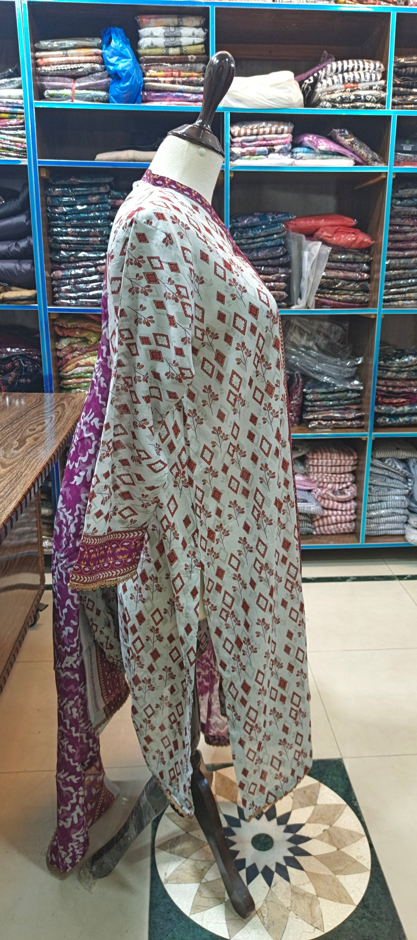 Safina lawn stiched  shalwar kameez 3 pc