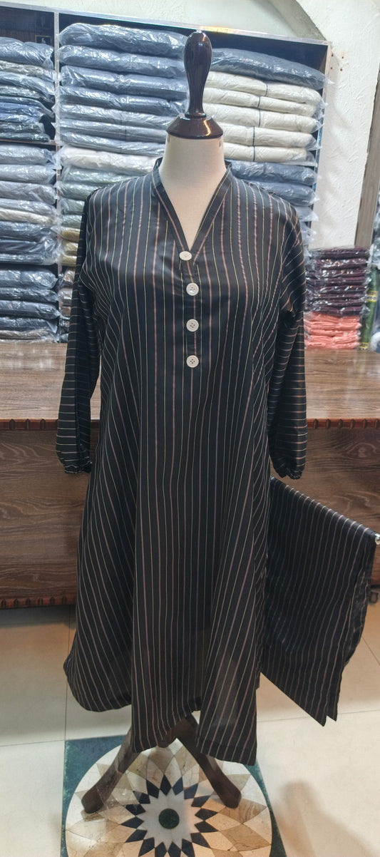 Silk A line stiched 2 pc