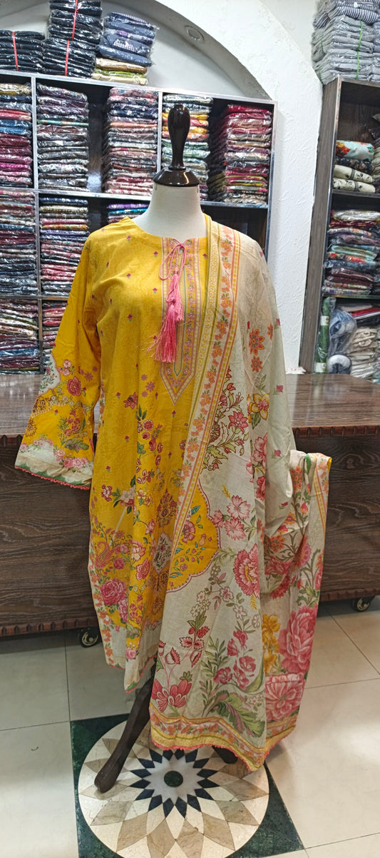 Bin saeed premium lawn stiched shalwar kameez 3 pc