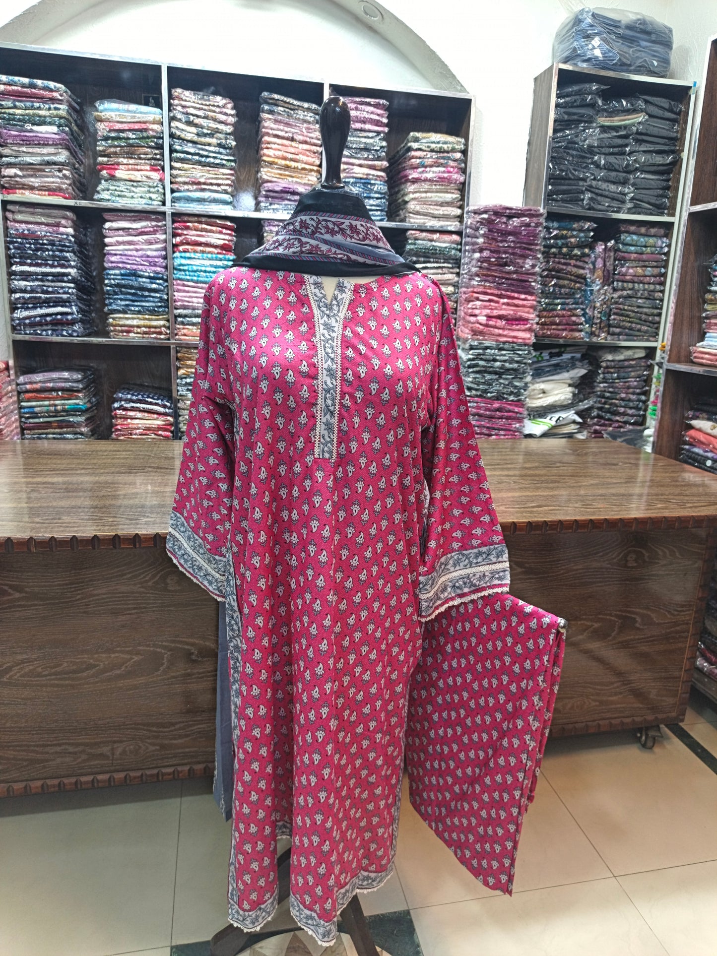 Bin saeed premium lawn stiched shirt trouser 3pc pnkgr