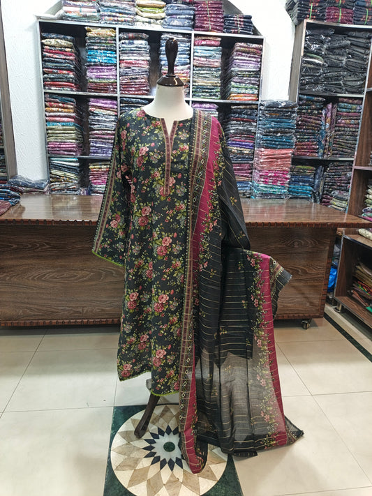 Binsaeed premium lawn Stiched trouser stiched 3pc blkz2