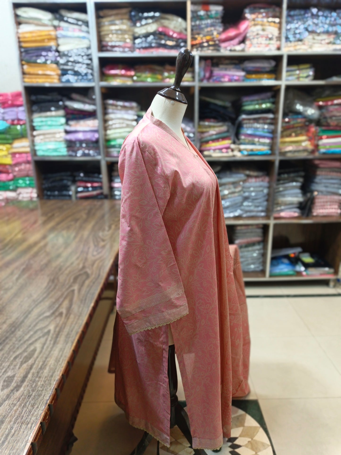 Binsaeed premium lawn stiched shirt trouser 3pc pnk