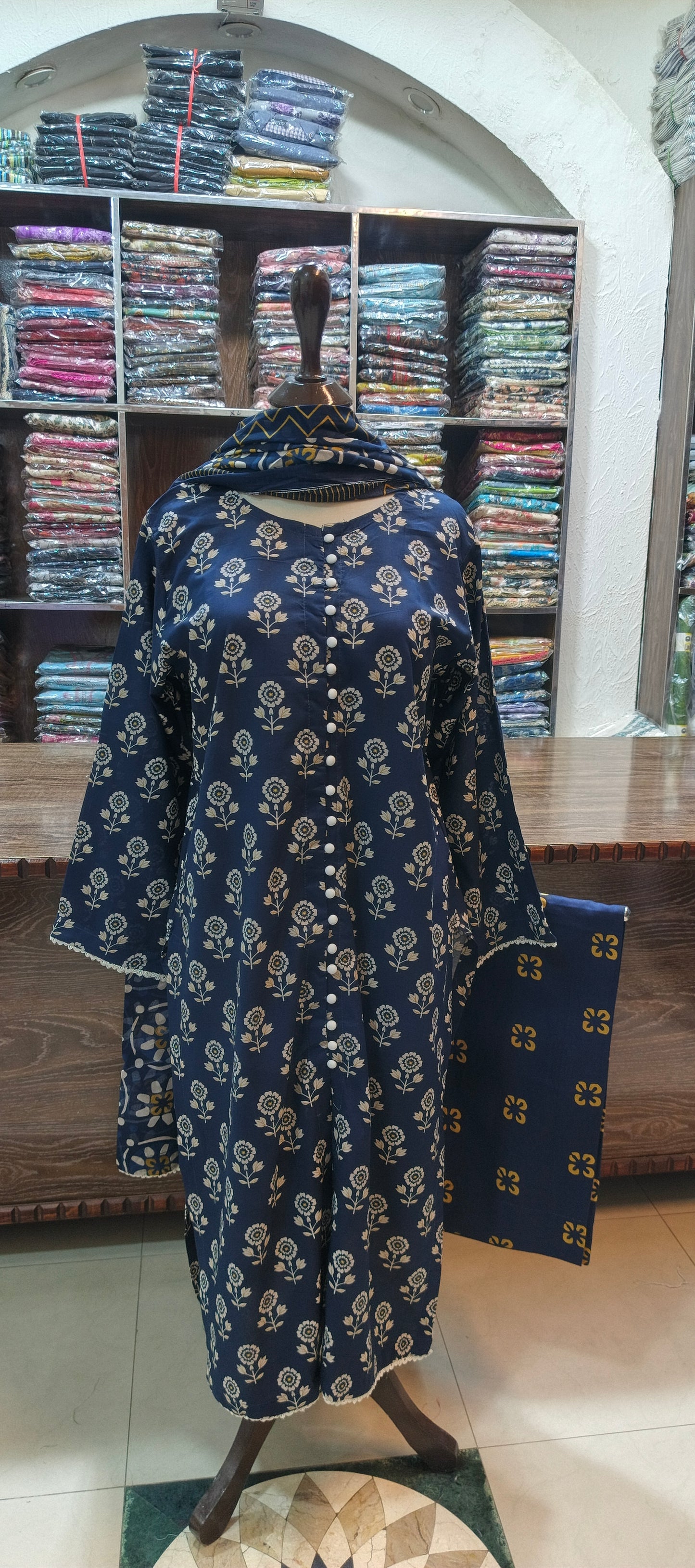 Binsaeed premium lawn stiched long shirt trouser 3 pc