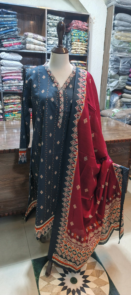 Bin saeed khaddar shalwar kameez 3 pc