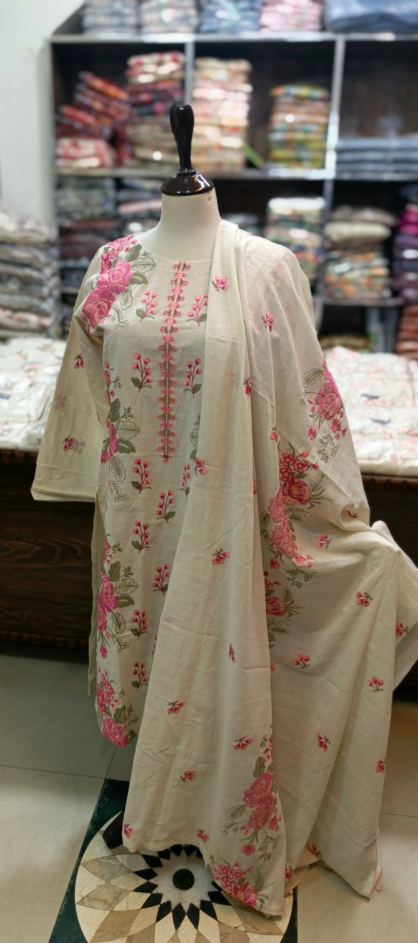 Karandi khaddar embroidered stiched 3 pc