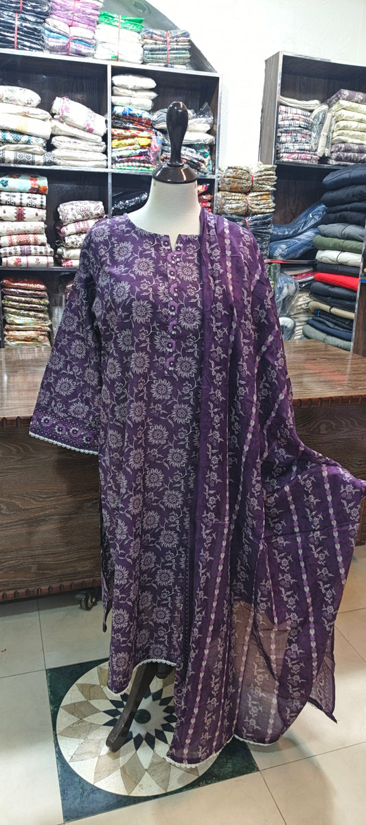 Safina lawn stiched shalwar kameez 3 pc