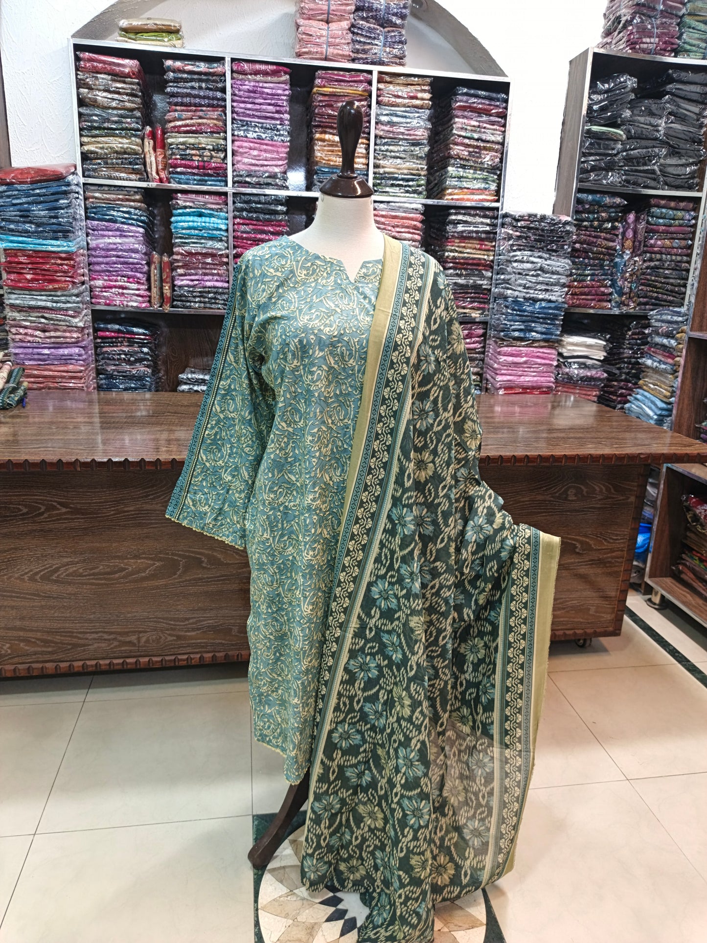 Bin saeed premium lawn stiched shirt trouser 3pc cgren