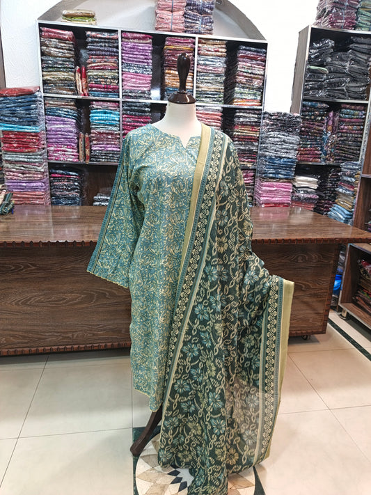 Bin saeed premium lawn stiched shirt trouser 3pc cgren