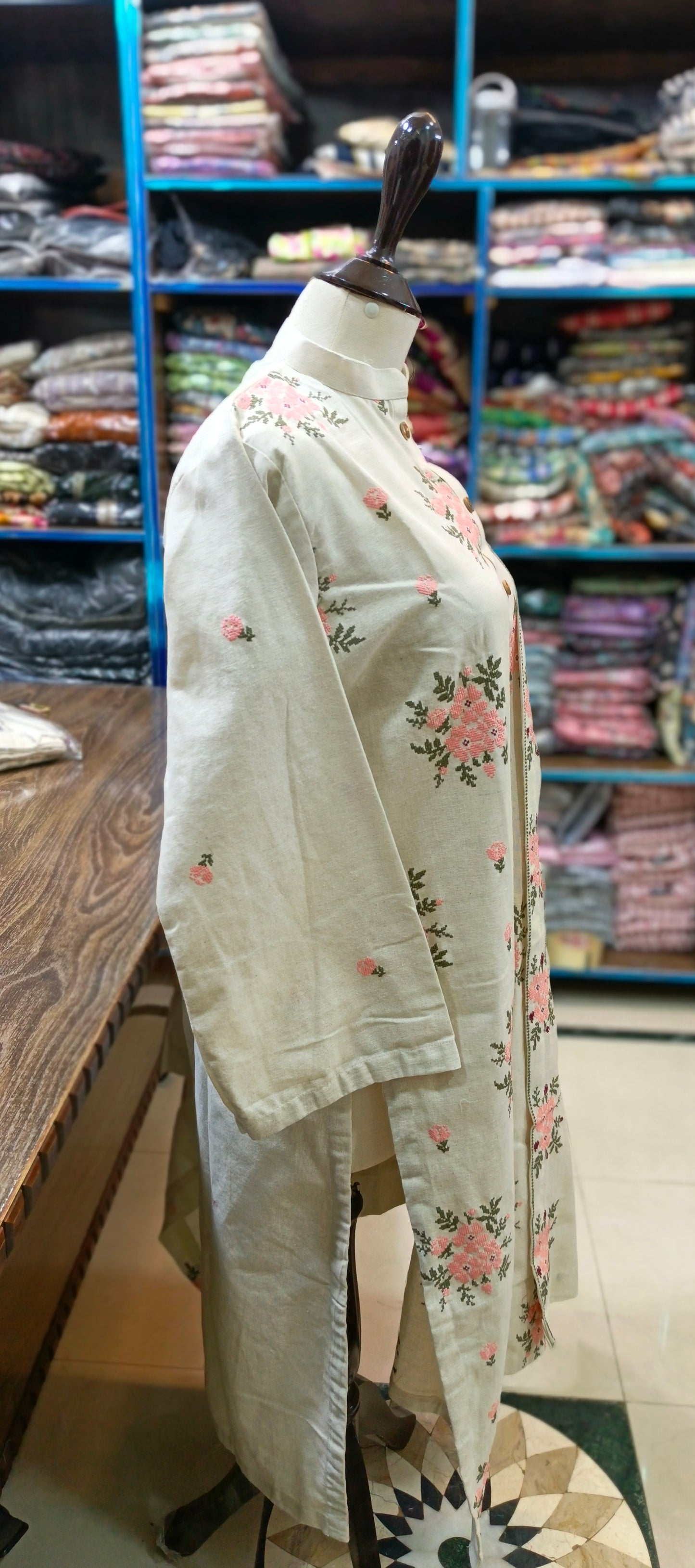 Karandi khaddar embroidered stiched 3 pc