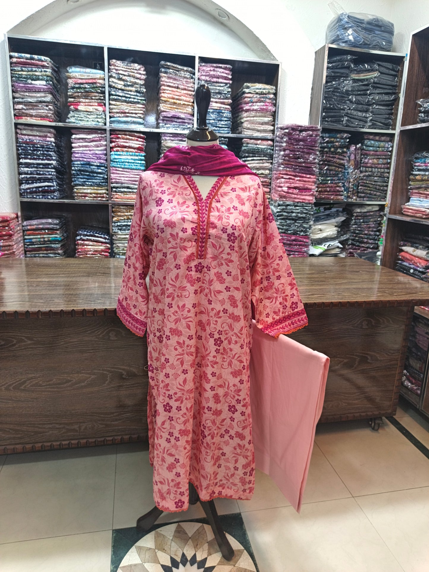 Safina premium lawn stiched shirt trouser 3 pc pnkshc
