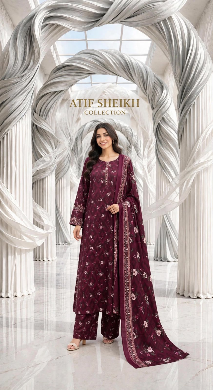 Binsaeed khaddar stiched shirt trouser 3 pc mrj