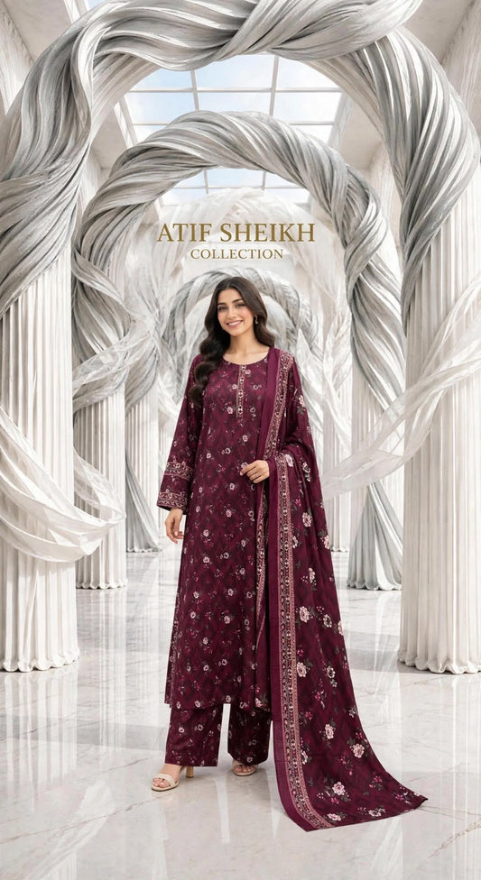 Binsaeed khaddar stiched shirt trouser 3 pc mrj
