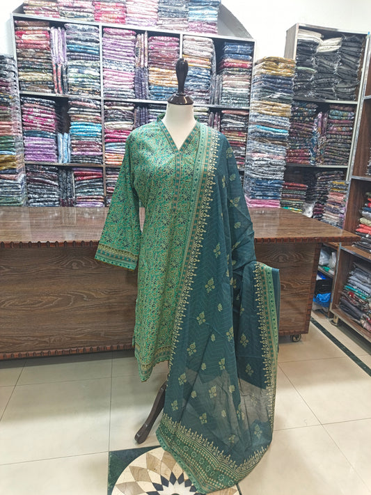Binsaeed premium lawn stiched shalwar kameez 3pc grnznc