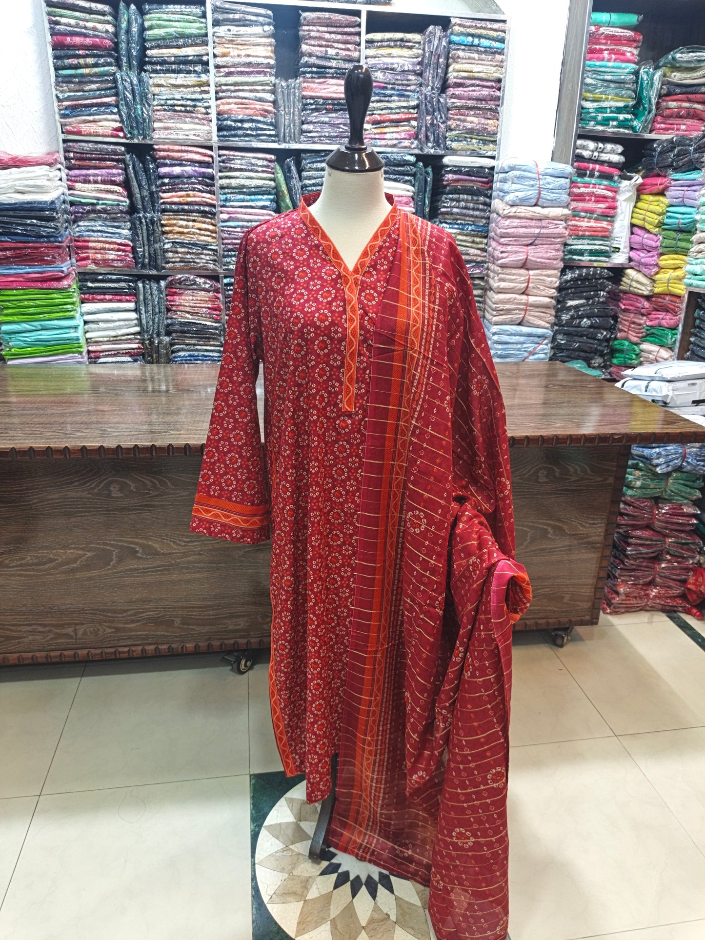 Binsaeed premium lawn stiched trouser shirt 3pc redor