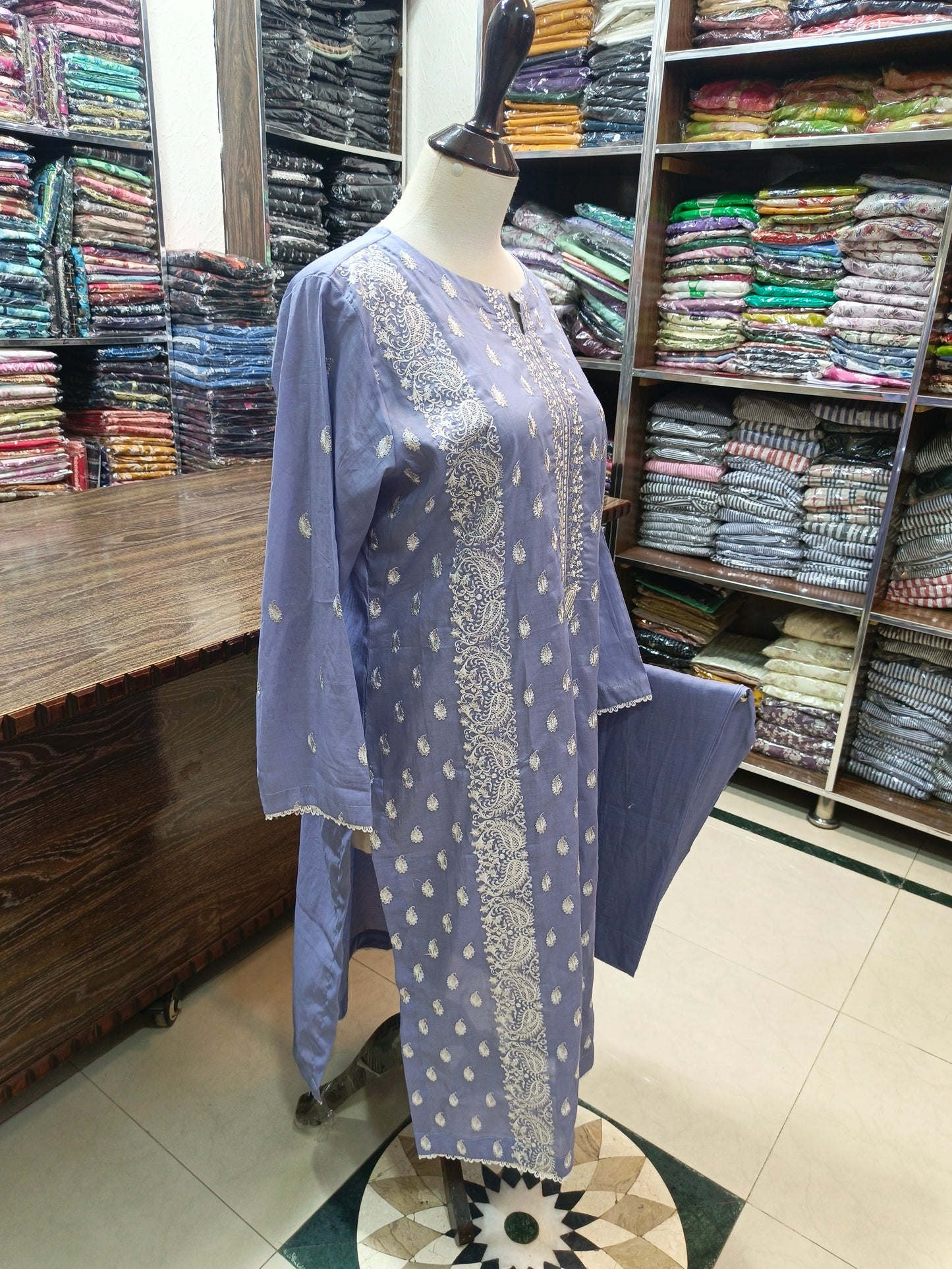 Breeze embroidered lawn stiched long shirt trouser 2 pc binice