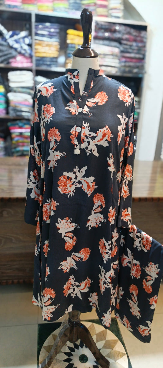 Linen frock set 2 pc