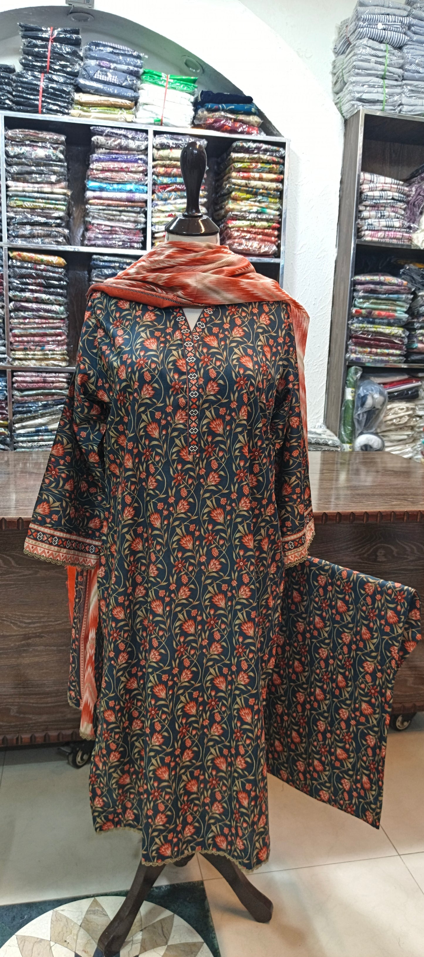 Bin saeed lawn long shirt trouser stiched 3 pc