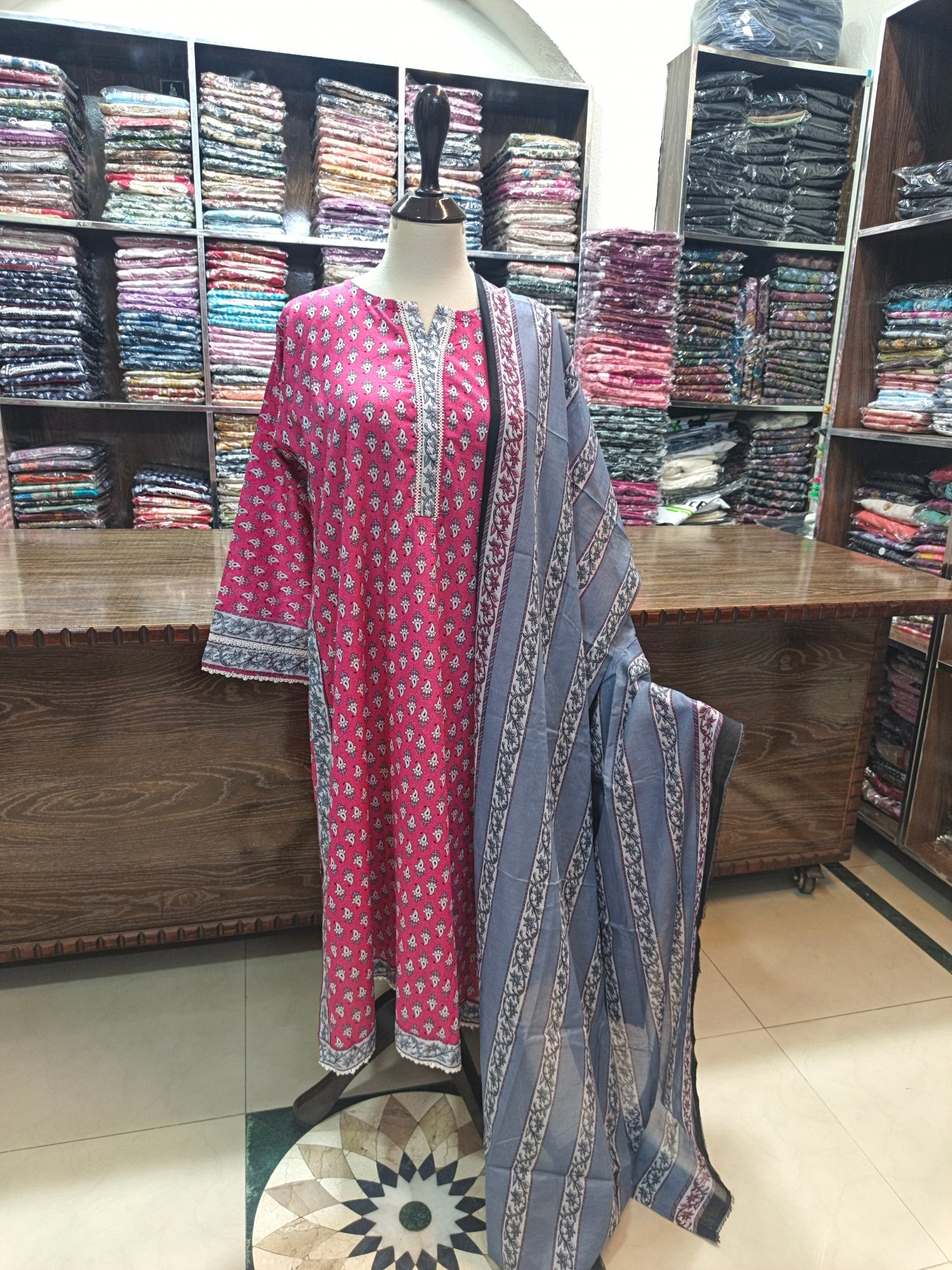 Bin saeed premium lawn stiched shirt trouser 3pc pnkgr