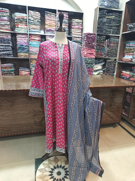 Bin saeed premium lawn stiched shirt trouser 3pc pnkgr