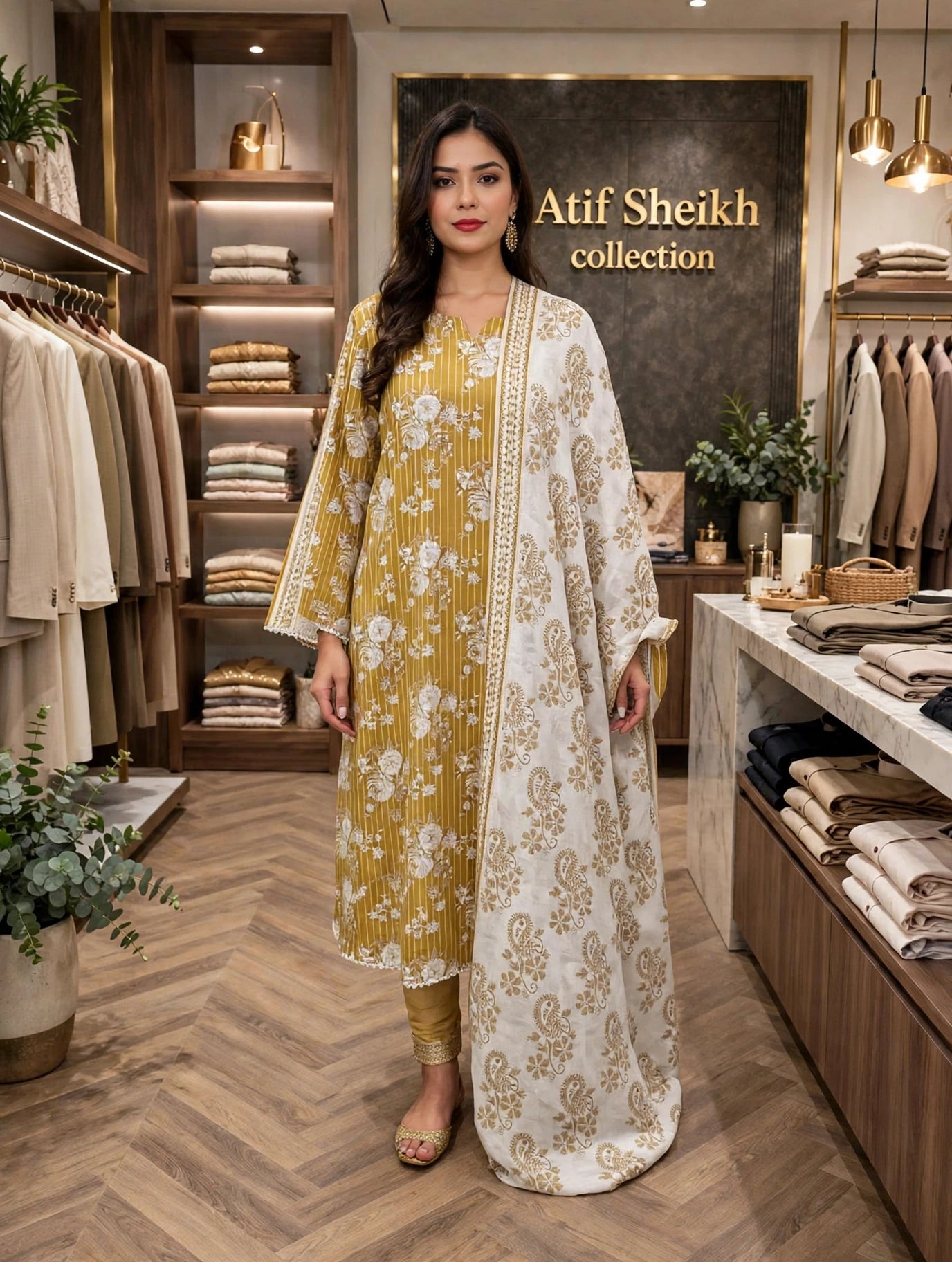 Safina premium lawn stiched trouser shirt  3 pc sndl