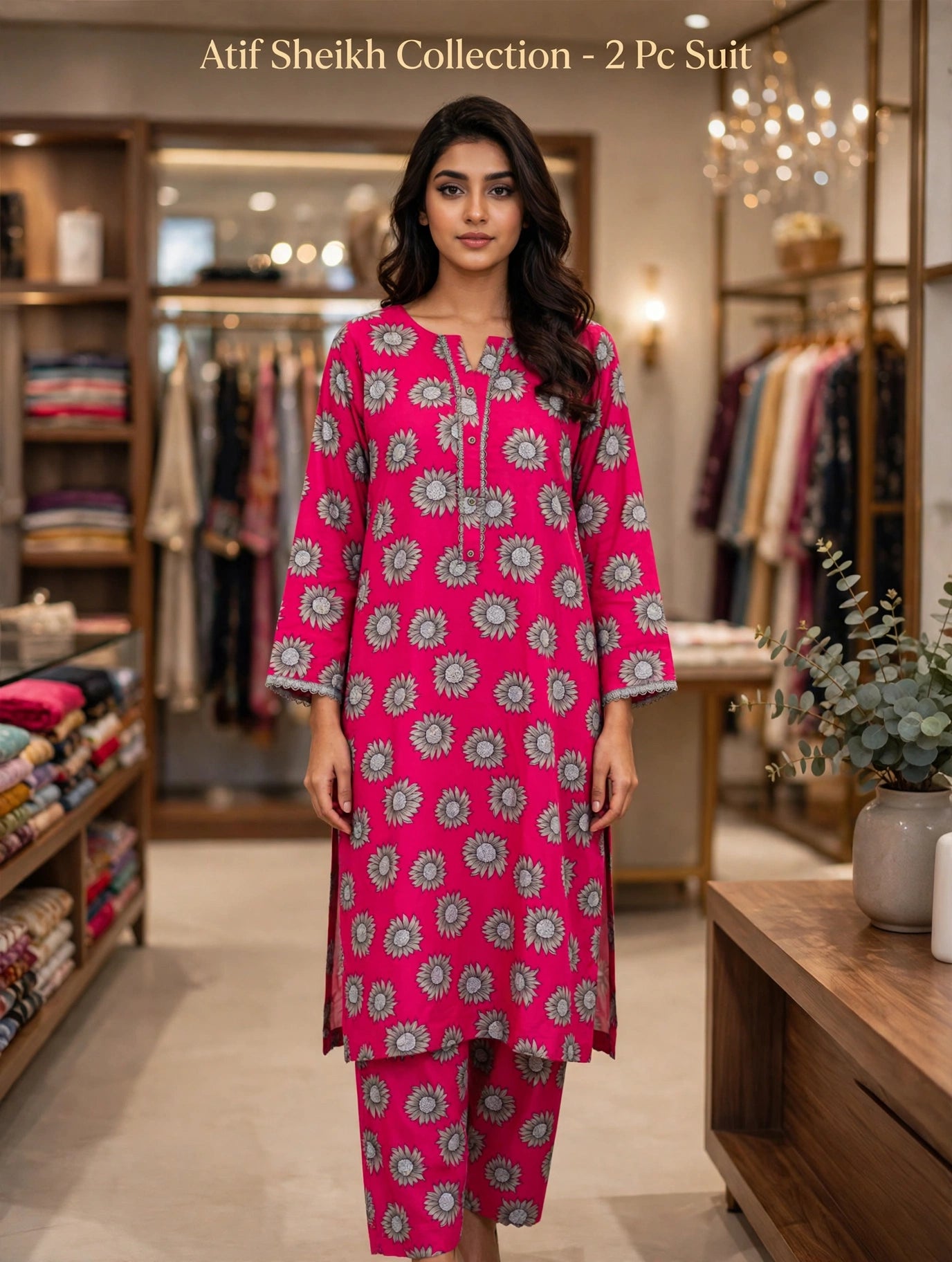 Linen shalwar kameez stiched 2 pc pinkflr