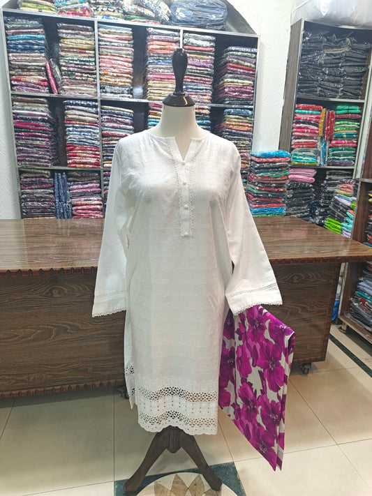 Lawn chikenkari embroidered 2pc wtpink