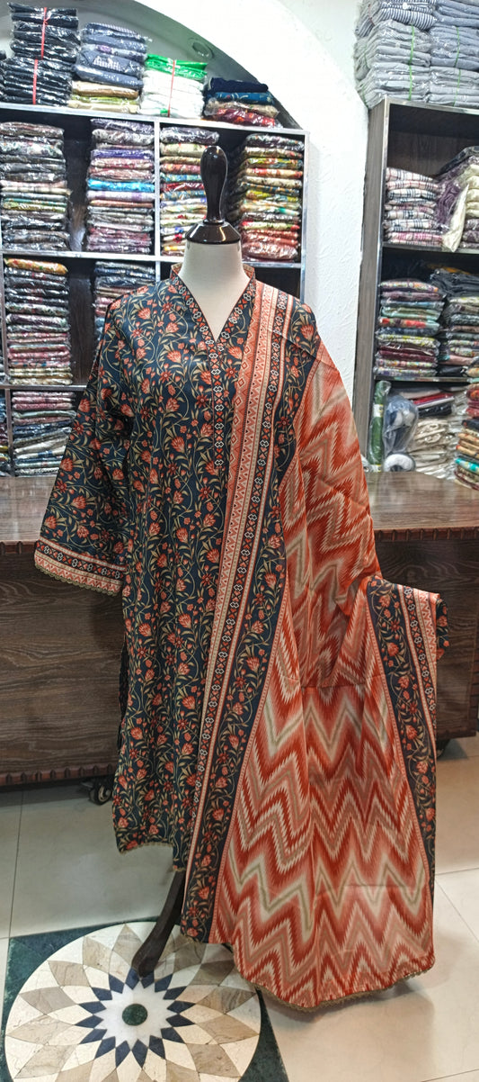 Bin saeed lawn long shirt trouser stiched 3 pc