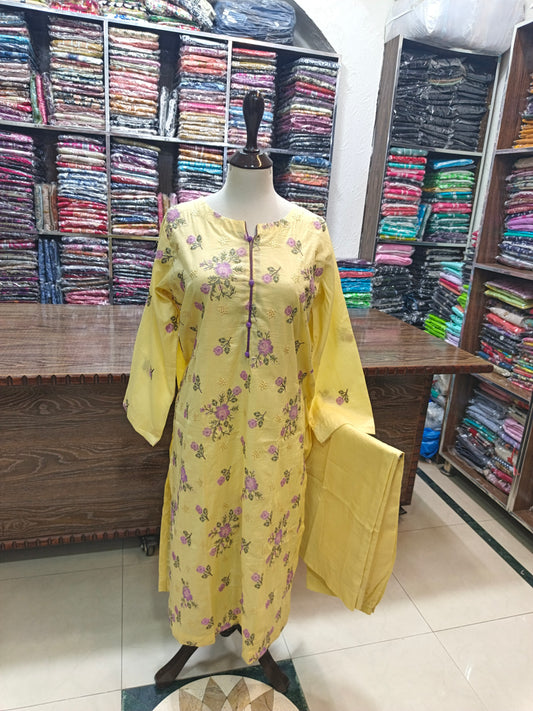 Breeze embroidered lawn stiched long shirt trouser 2pc csylo