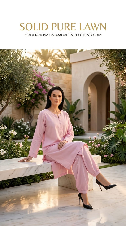 Solid pure lawn shirt and farshi trouser stiched 2pc bpnk