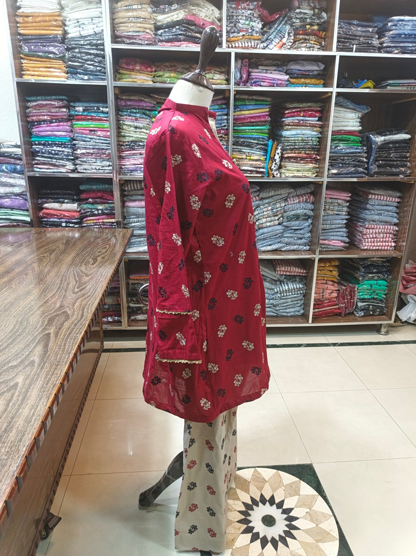 Breeze embroidered stiched lawn short shirt trouser 2 pc mrn