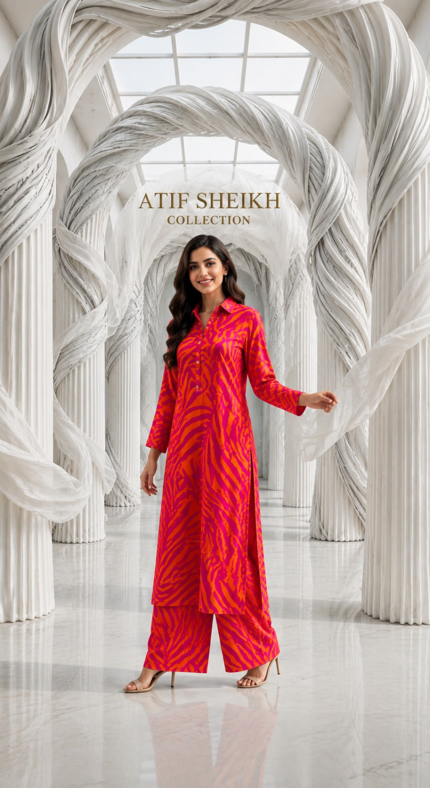 Linen stiched long shirt trouser 2 pc prnted redprnt