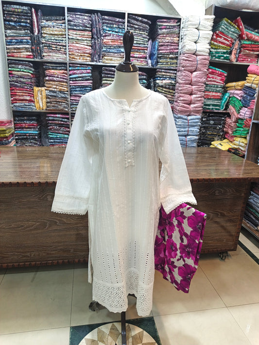 Lawn embroidered chikenkari stiched shirt and plazo 2pc Design 2
