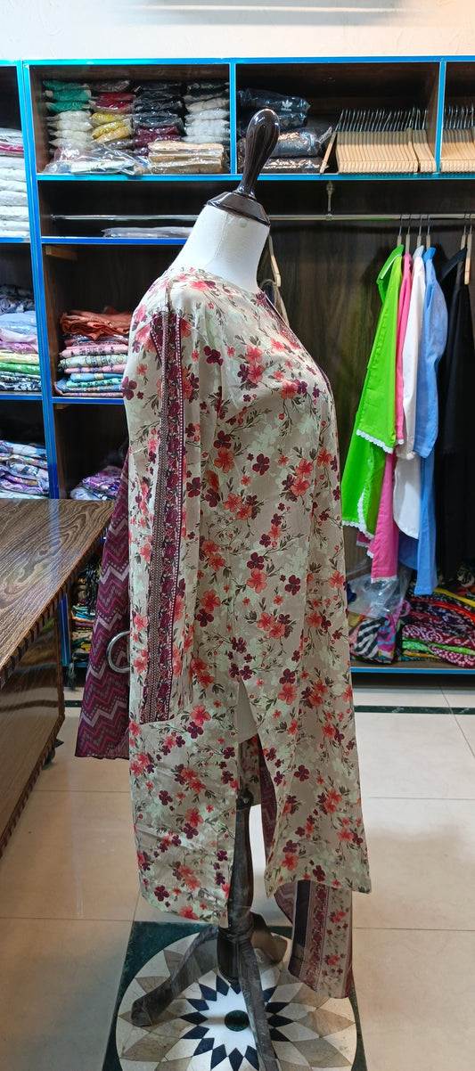 Bin saeed  farshi shalwar kameez pure lawn three pc