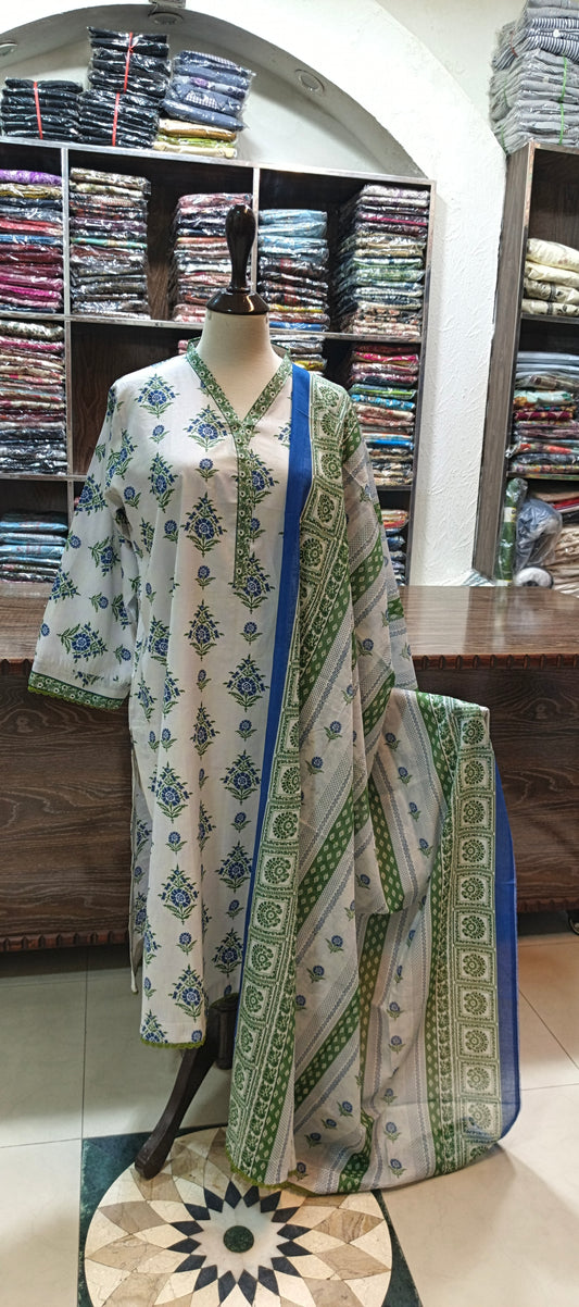 Bin saeed premium lawn long stiched shirt trouser 3 pc