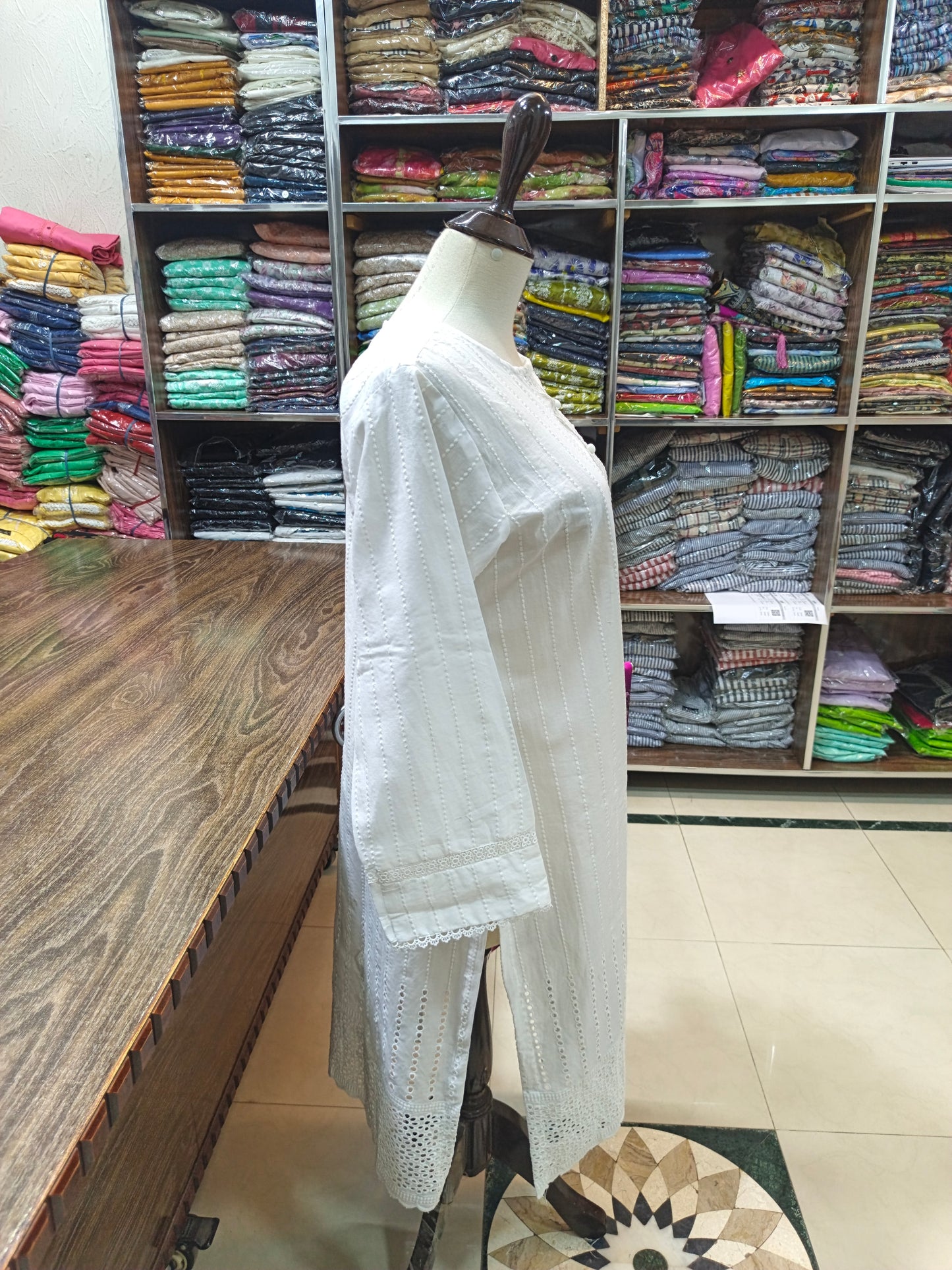 Lawn embroidered chikenkari stiched shirt and plazo 2pc Design 2