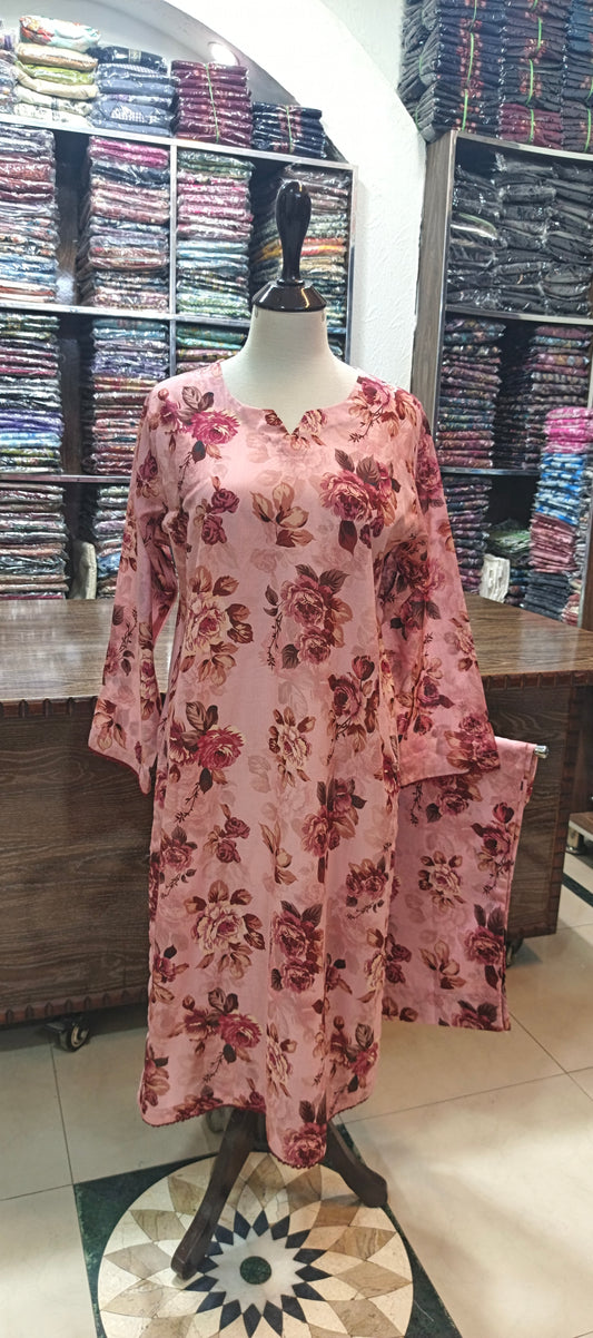 Bin saeed premium lawn stiched shirt trouser 2 pc pnkmrn