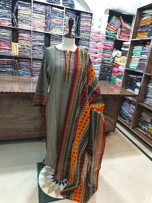 Binsaeed premium lawn stiched shirt trouser 3pc mrnchk