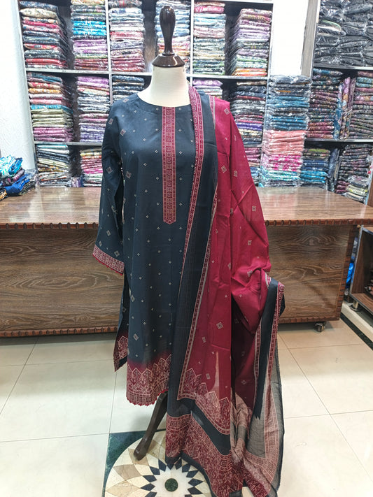 Binsaeed premium lawn stiched shirt trouser stiched 3pc BMchn