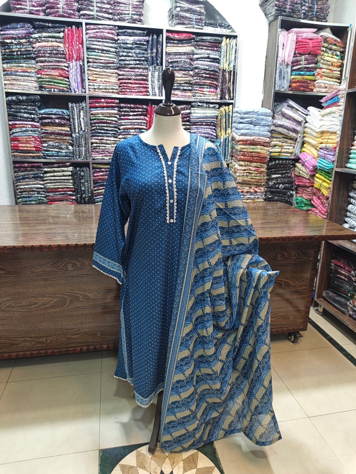 Binsaeed premium lawn stiched shirt trouser 3 pc ice6