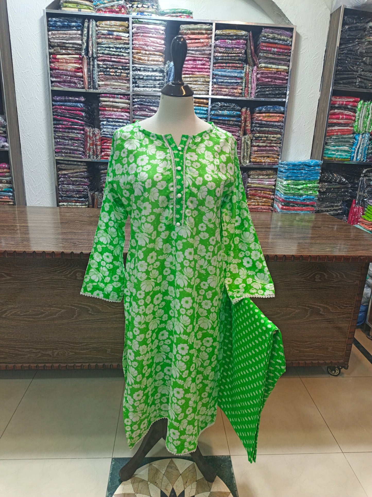Binsaeed premium lawn stiched trouser shirt 2 pc