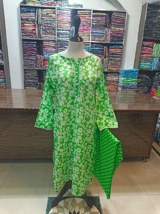 Binsaeed premium lawn stiched trouser shirt 2 pc