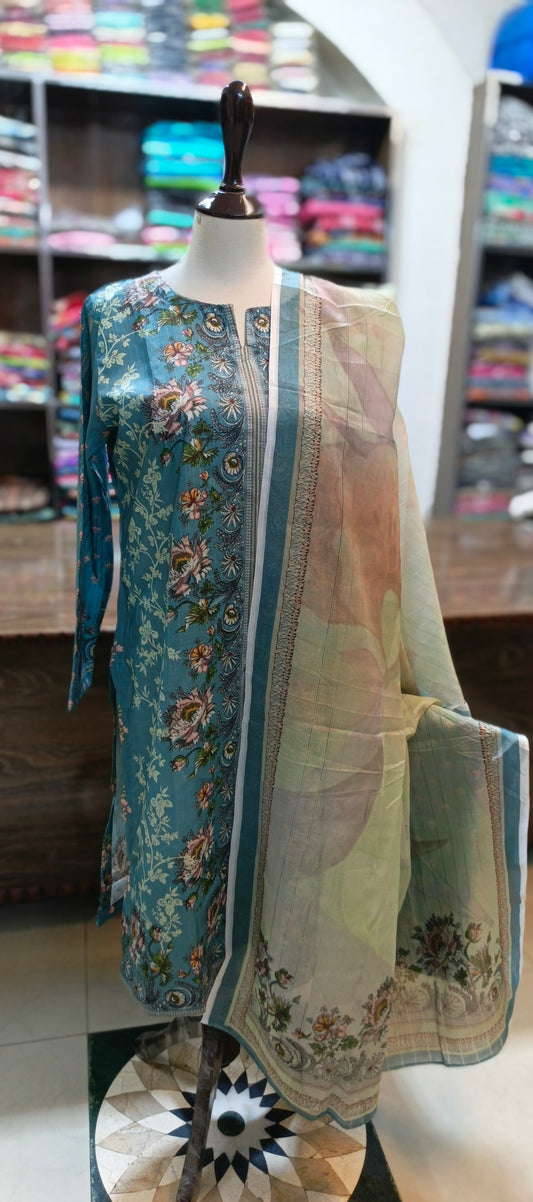 Co ord set 3 pc pure lawn