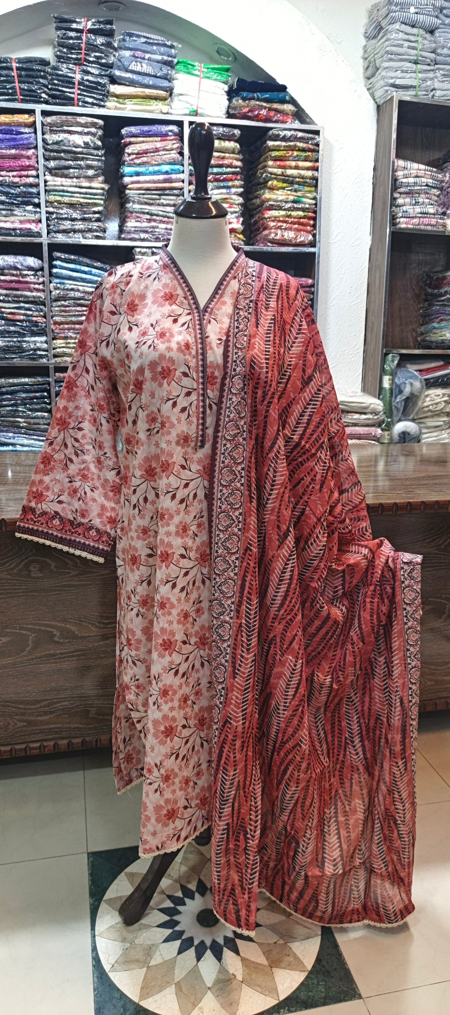 Bin saeed lawn long shirt trouser stiched 3 pc