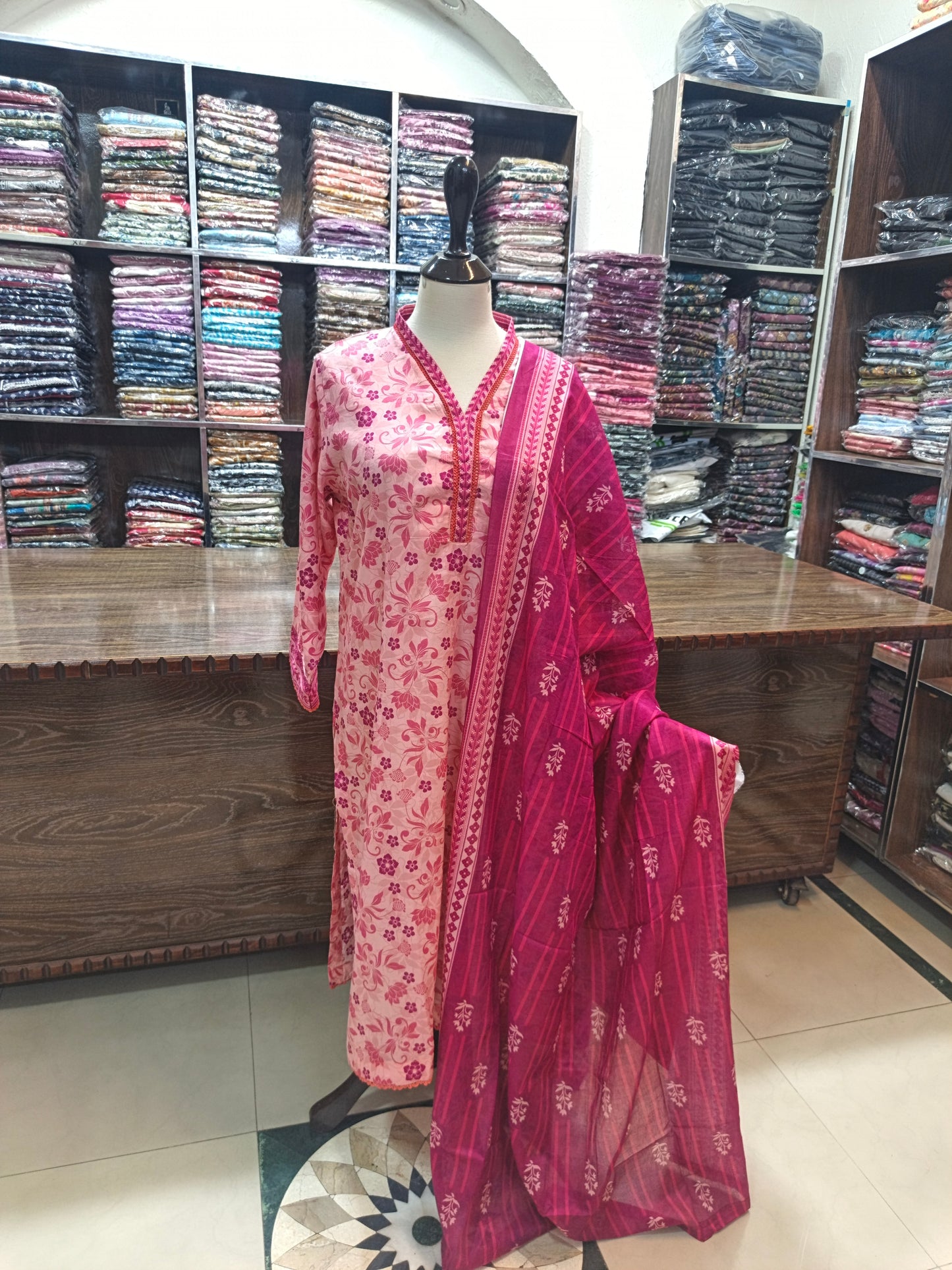 Safina premium lawn stiched shirt trouser 3 pc pnkshc